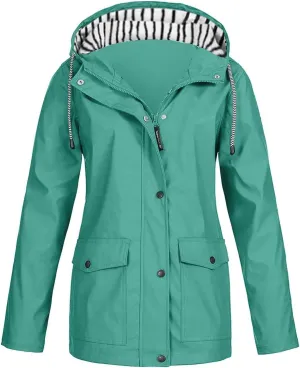 2025 Womens Raincoat Spring Fashion Plus Size Waterproof Lightweight Jacket Outdoor Raincoats Windbreaker with Hood