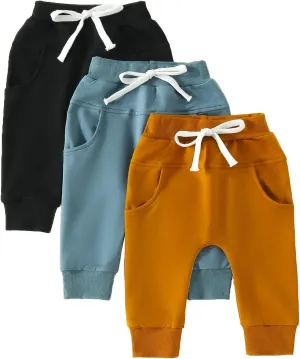3 Pack Toddler Baby Boy Girl Solid Color Shorts Elastic Waist Casual Short Trousers Spring Summer Fall Short Pants