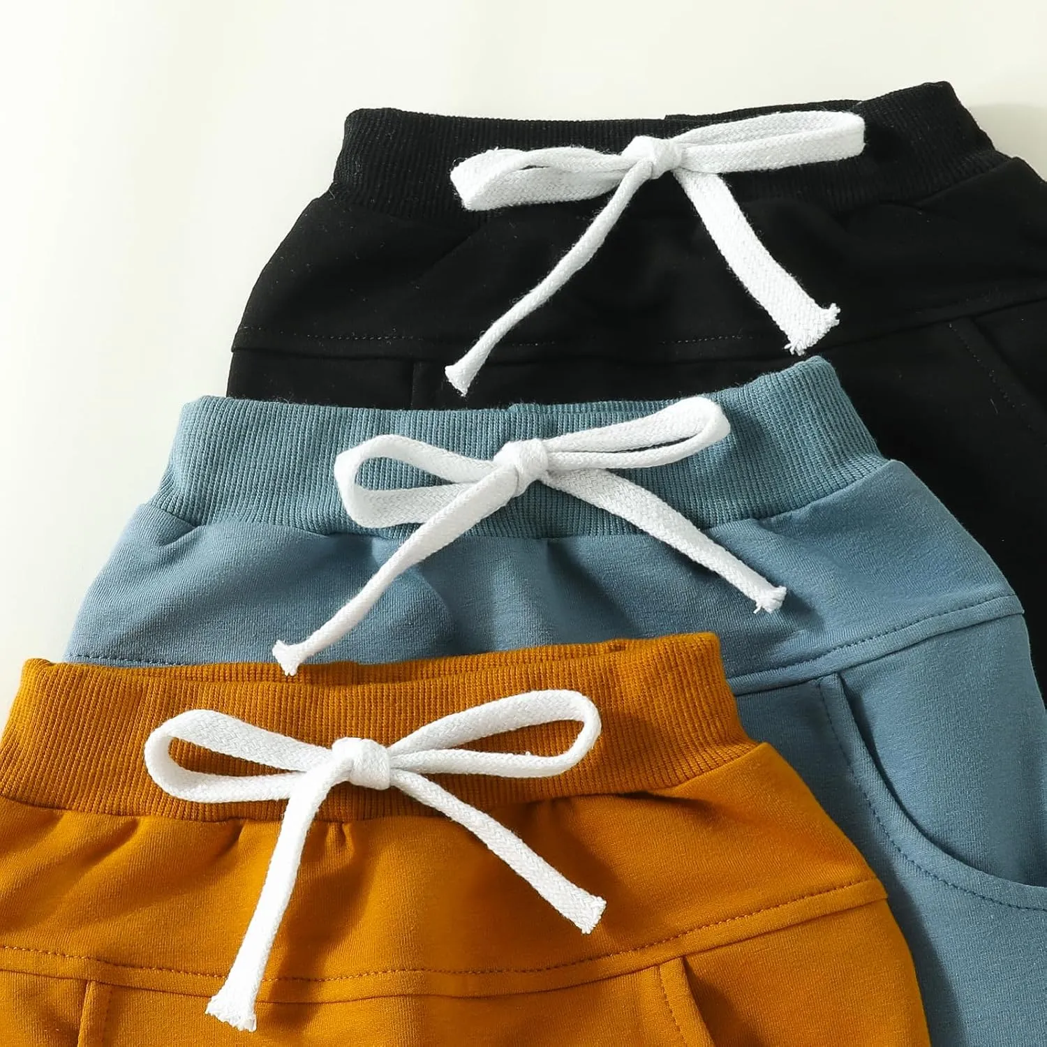 3 Pack Toddler Baby Boy Girl Solid Color Shorts Elastic Waist Casual Short Trousers Spring Summer Fall Short Pants