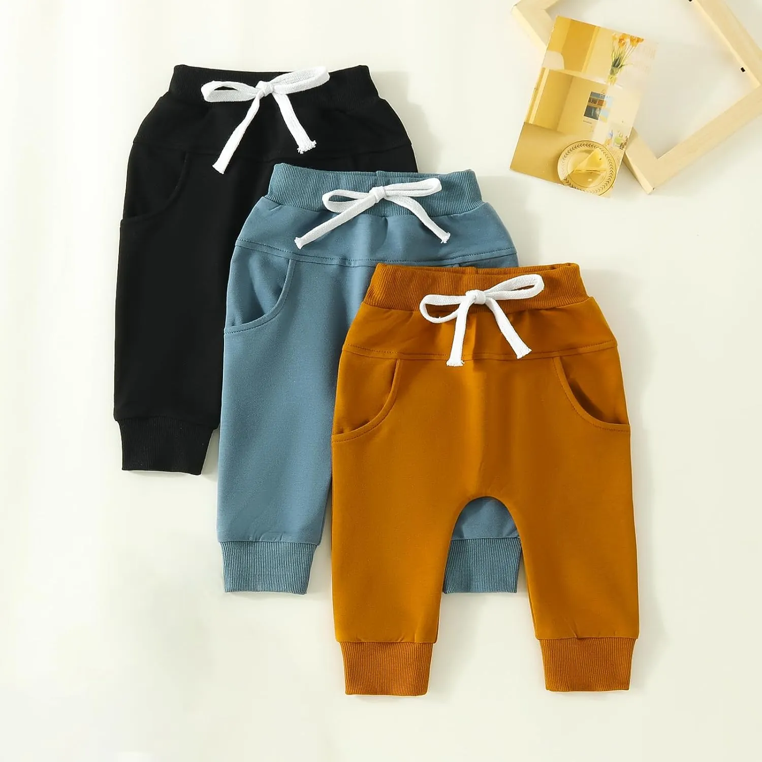 3 Pack Toddler Baby Boy Girl Solid Color Shorts Elastic Waist Casual Short Trousers Spring Summer Fall Short Pants