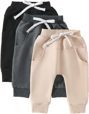 3 Pack Toddler Baby Boy Girl Solid Color Shorts Elastic Waist Casual Short Trousers Spring Summer Fall Short Pants