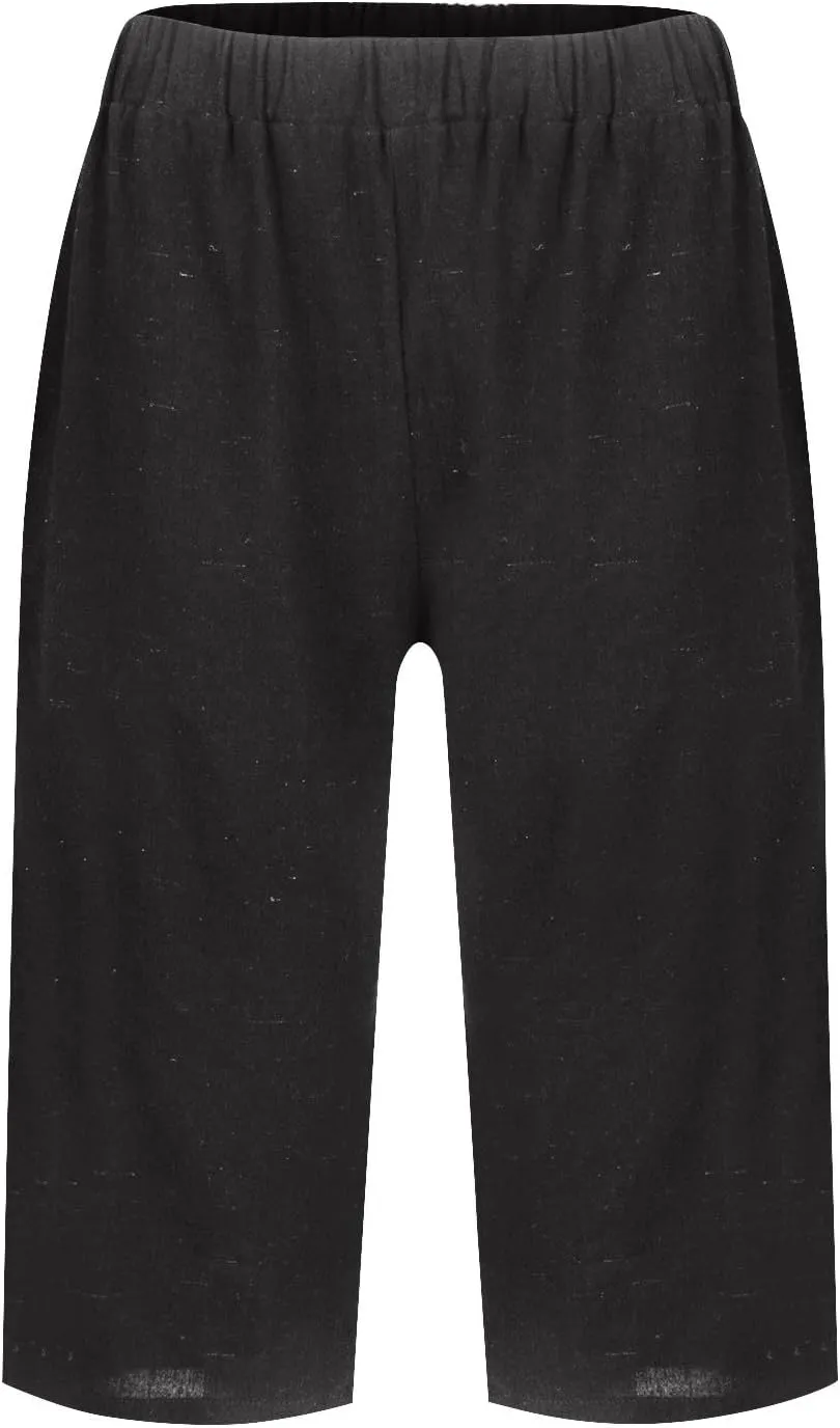 ADHOWBEW Womens Bermuda Shorts High Waisted Walking Lounge Workout Summer Elastic Running Loose Shorts