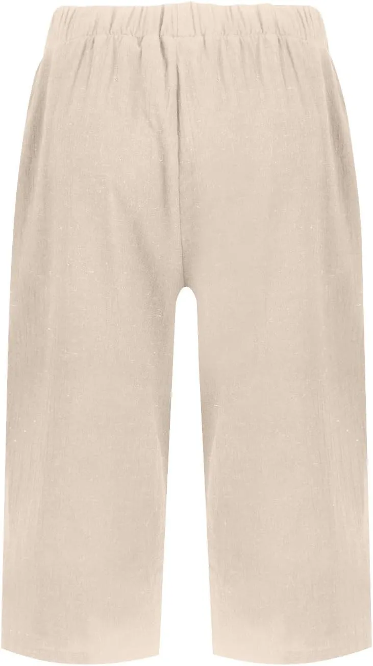 ADHOWBEW Womens Bermuda Shorts High Waisted Walking Lounge Workout Summer Elastic Running Loose Shorts