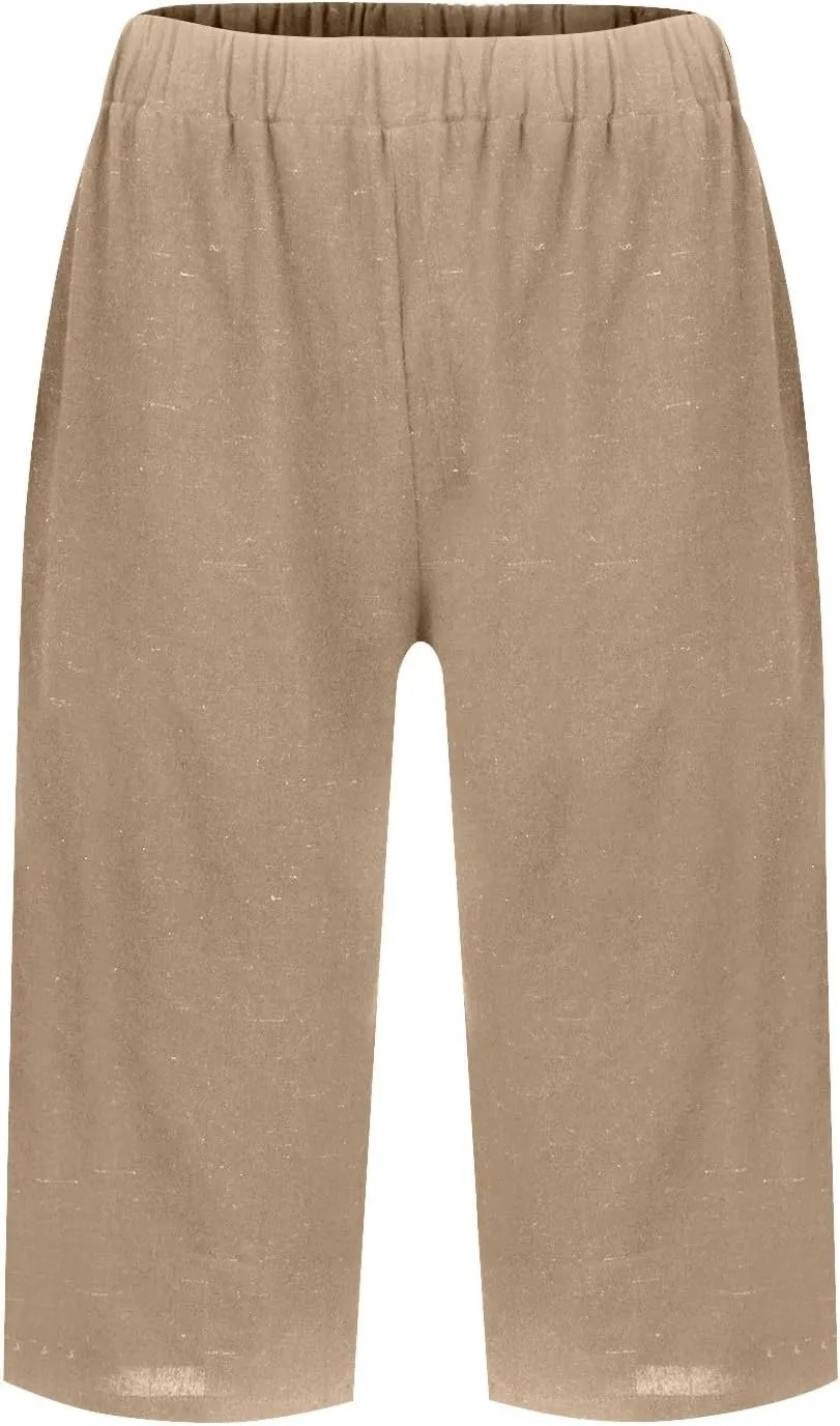 ADHOWBEW Womens Bermuda Shorts High Waisted Walking Lounge Workout Summer Elastic Running Loose Shorts