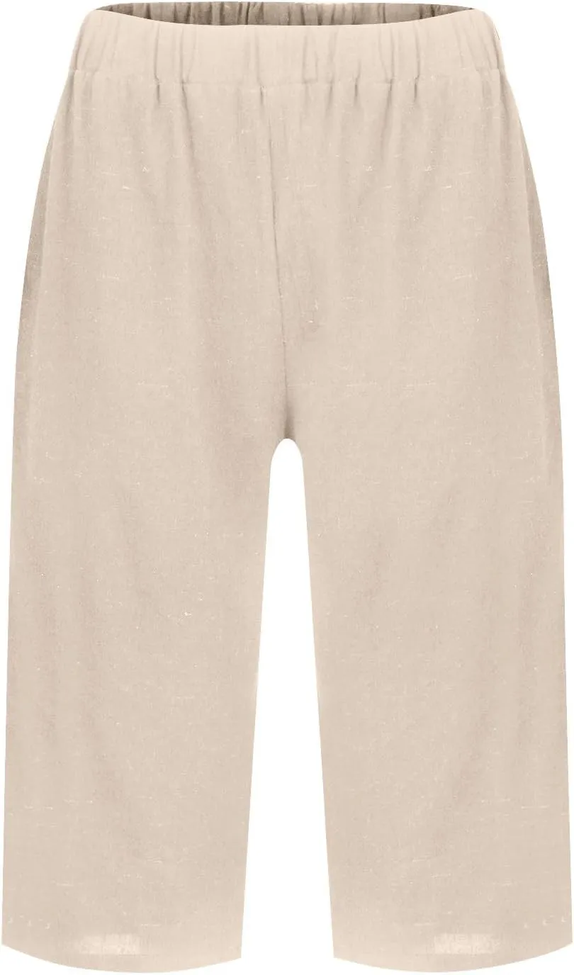 ADHOWBEW Womens Bermuda Shorts High Waisted Walking Lounge Workout Summer Elastic Running Loose Shorts
