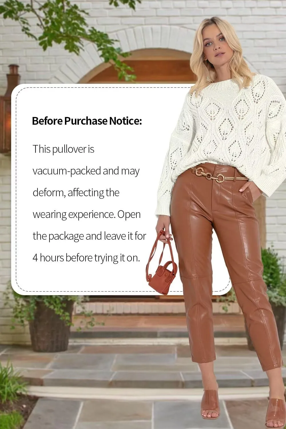 Allimy Women's 2025 Elegant Crewneck Crochet Cable Knit Sweaters for Women Openwork Fall Outfits