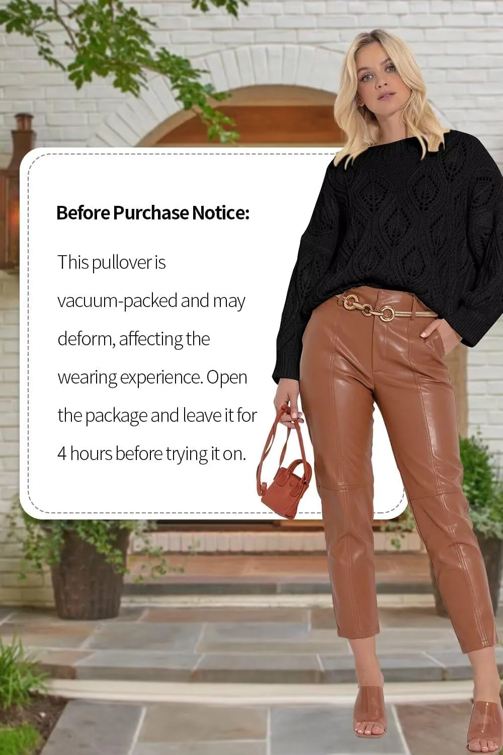Allimy Women's 2025 Elegant Crewneck Crochet Cable Knit Sweaters for Women Openwork Fall Outfits