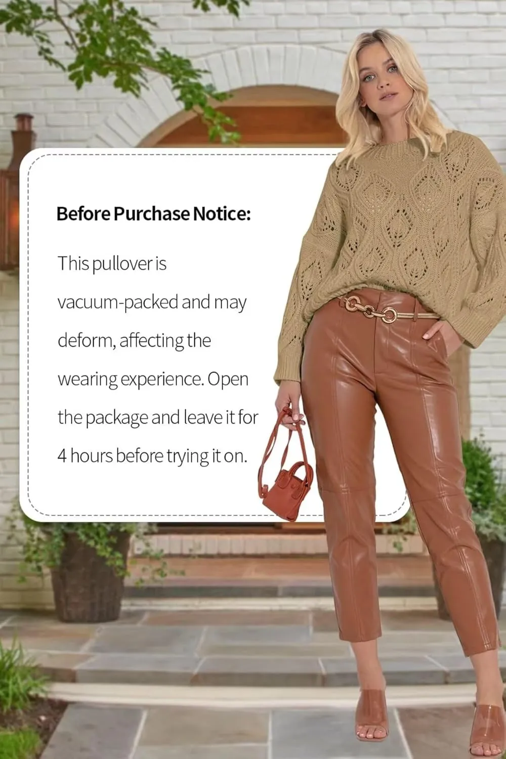 Allimy Women's 2025 Elegant Crewneck Crochet Cable Knit Sweaters for Women Openwork Fall Outfits