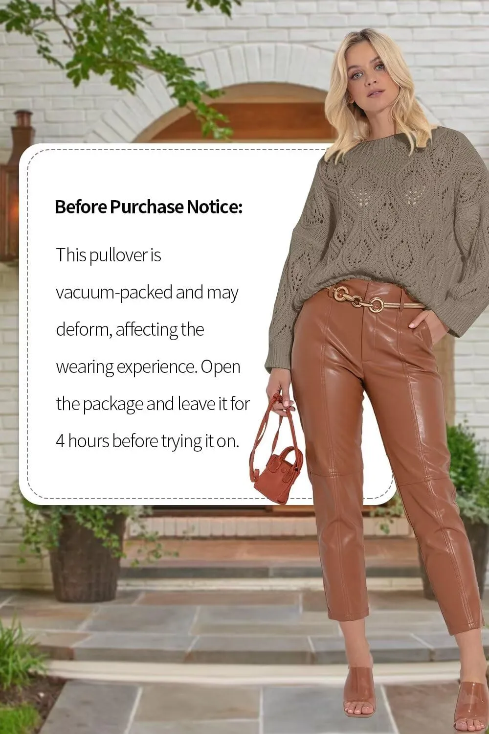 Allimy Women's 2025 Elegant Crewneck Crochet Cable Knit Sweaters for Women Openwork Fall Outfits
