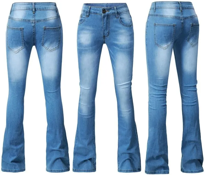 Andongnywell Women's Slim Jeans with Embroidery Embroidery Trousers Plus Size Suki Mid Rise Slim Bootcut Jeans