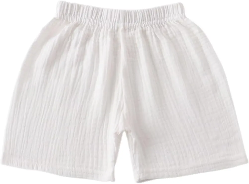 Baby Toddler Boys Shorts Cotton Linen Summer Loose Shorts 3 Pack Elastic Waist Solid Jogger Short Pants