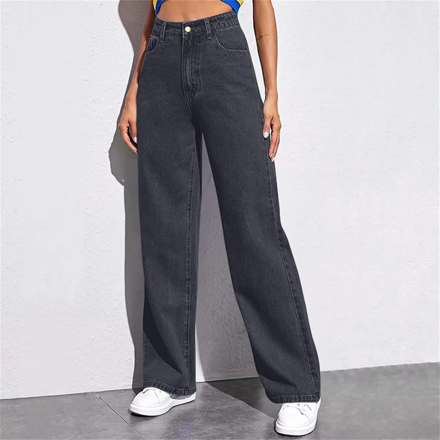 Baggy Womens Jeans Jeans for Women Plus Size Wide Leg Microelastic Dressy Casual Summer Trendy Pant with Pocket