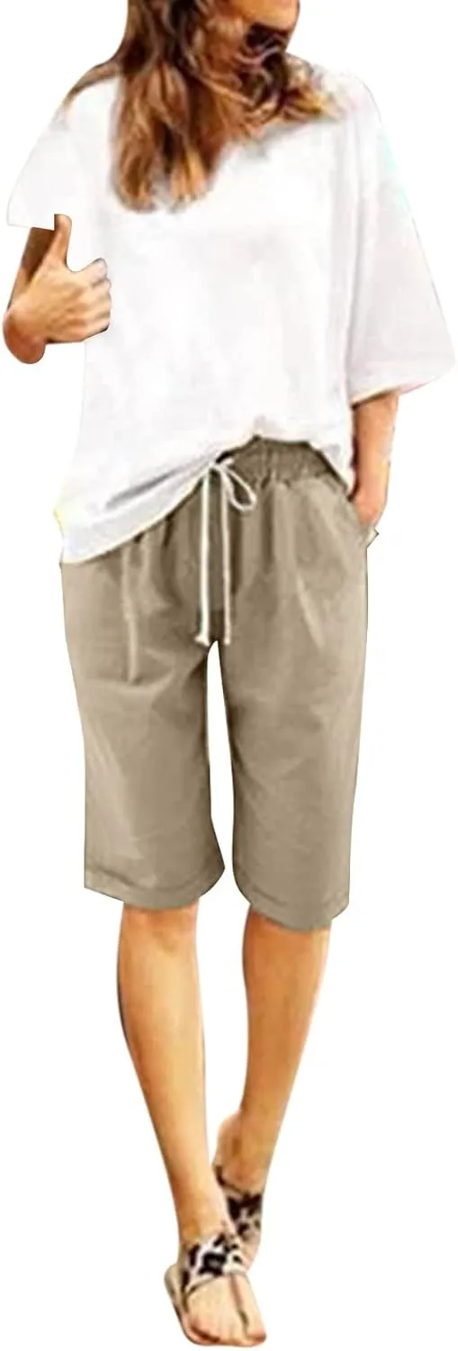 Biker Shorts Women with Pockets Pants Straight Leg Sports Casual Loose Shorts Biker Shorts Women with Pockets Plus