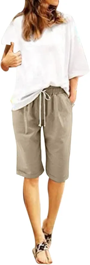 Biker Shorts Women with Pockets Pants Straight Leg Sports Casual Loose Shorts Biker Shorts Women with Pockets Plus