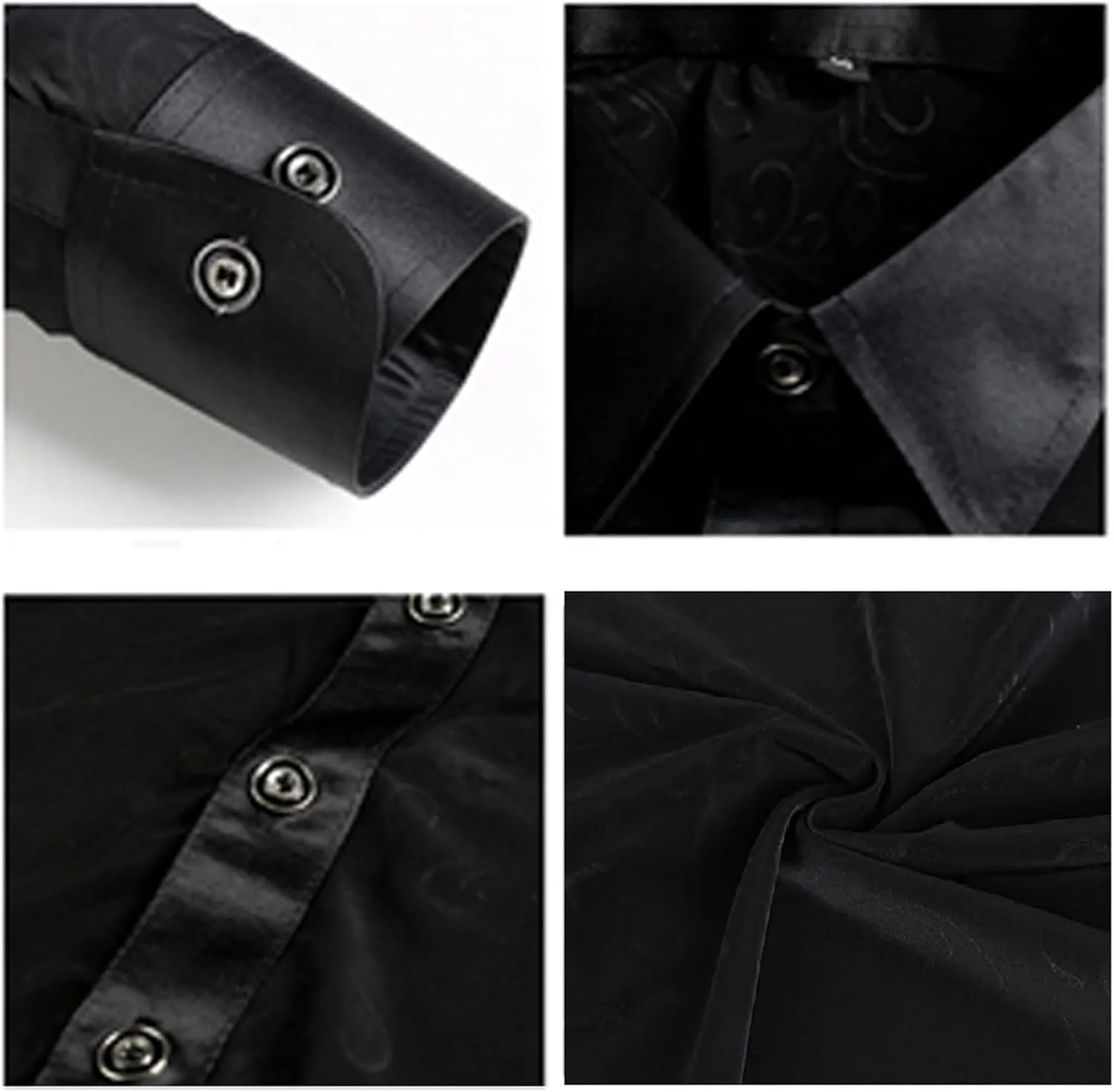 Black Dress Shirt for Men Wrinkle Free Mens Button Down Shirts Long Sleeve for Ballroom Latin Tango Dance