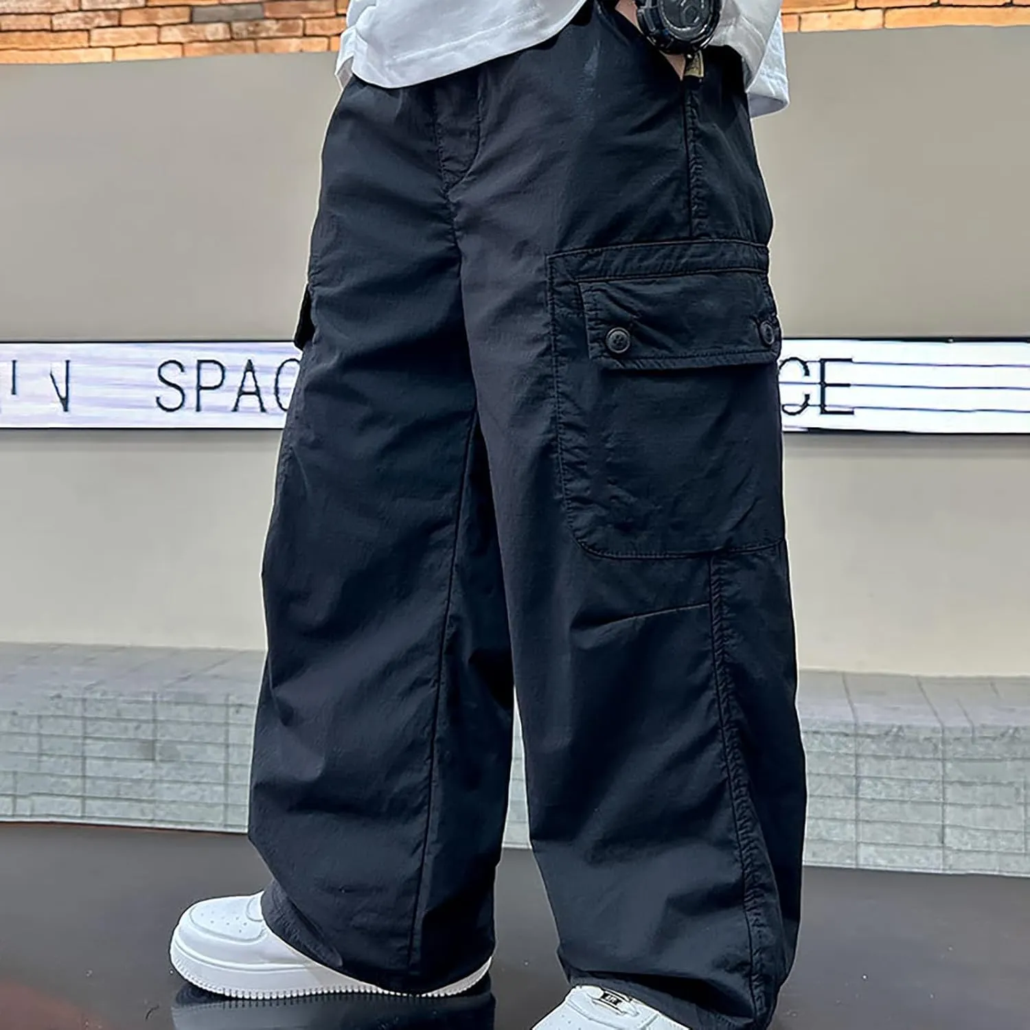 Boys Camo Pants Kids Pull on Elastic Waist Casual Loose Jogging Bottoms Elastic Cuffed Cargo Joggers 8-15 Years