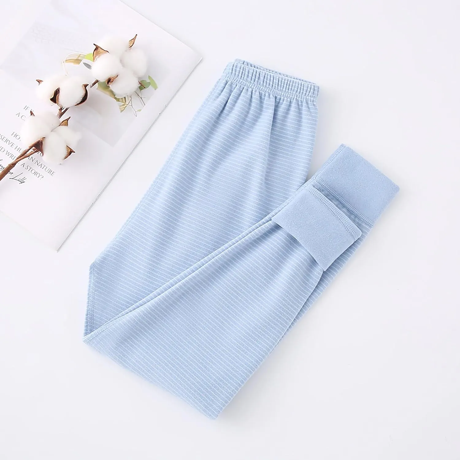 Boys Girls Middle and Large Children Fall and Winter Warm Solid Pants Thickening Fall Pants Bottoms Baby Kid Pants