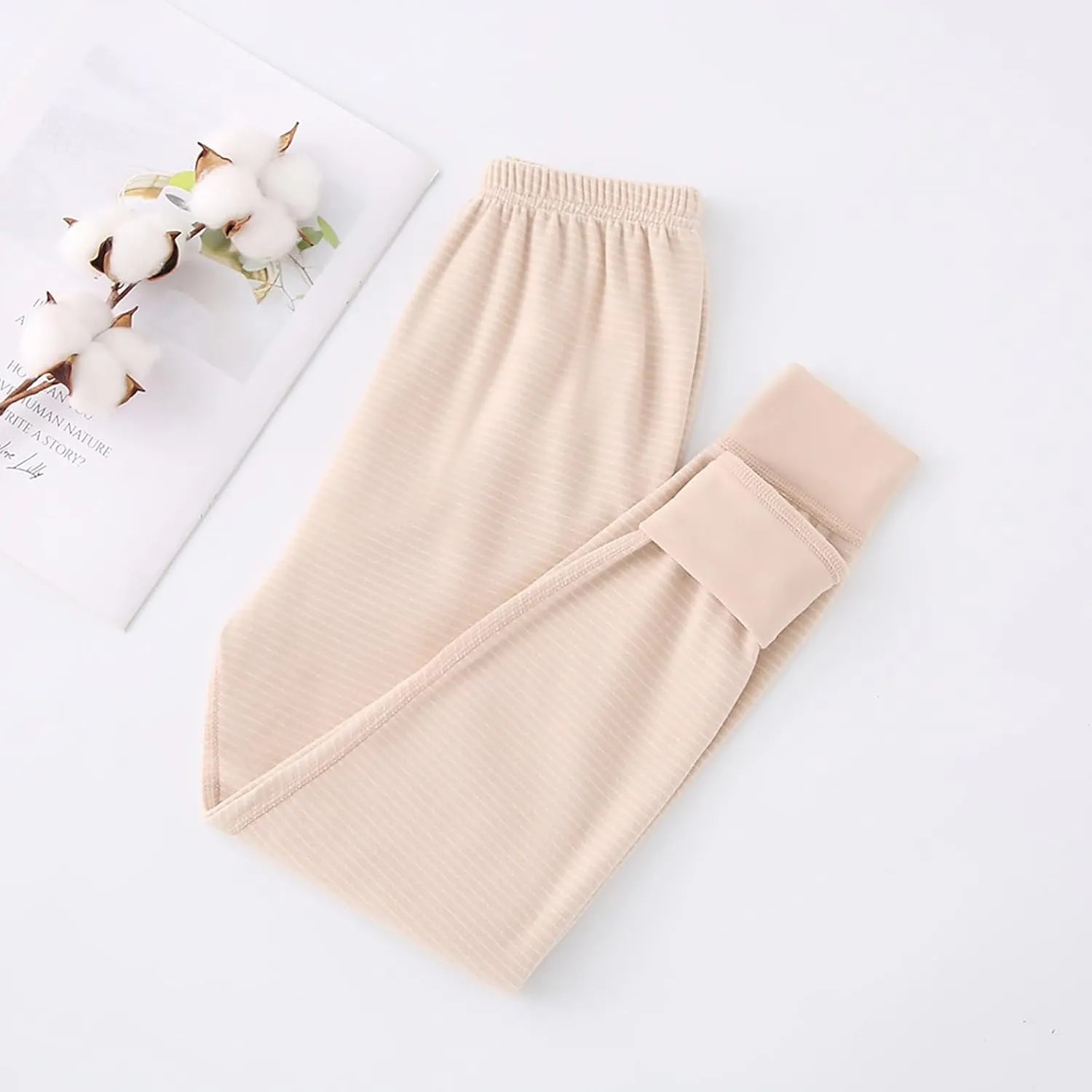 Boys Girls Middle and Large Children Fall and Winter Warm Solid Pants Thickening Fall Pants Bottoms Baby Kid Pants