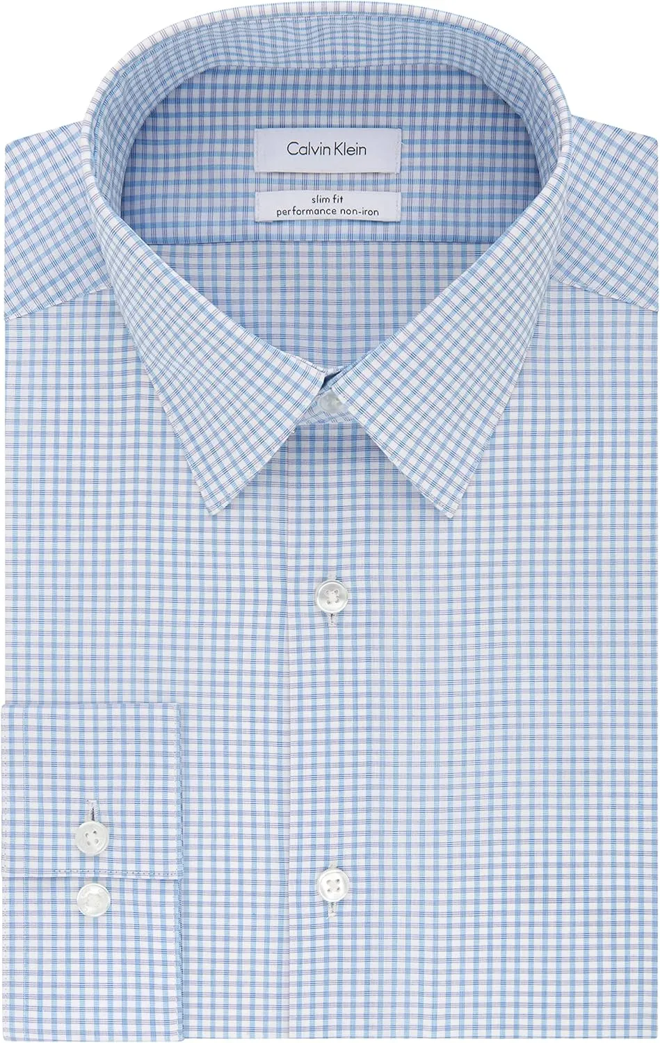 Calvin Klein Men's Dress Shirt Slim Fit Non Iron Stretch Check