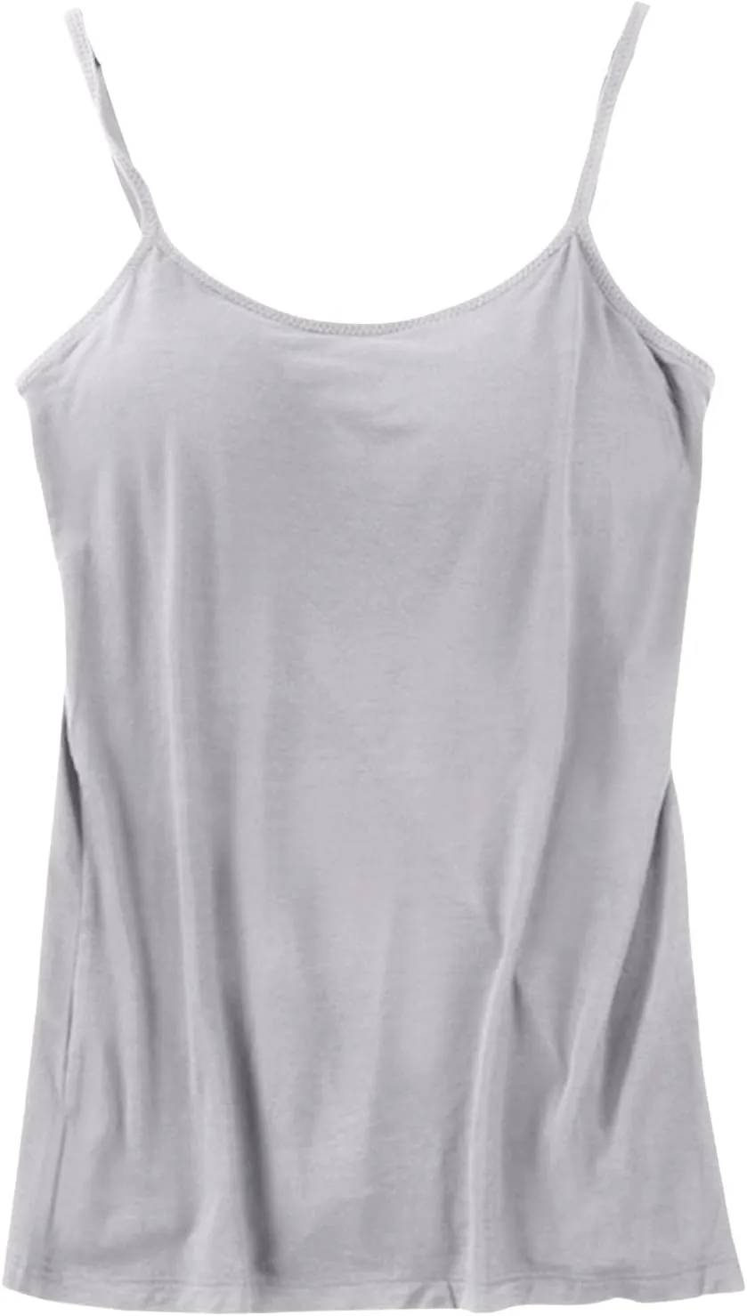 Camisole Bras for Women Padded Solid Spaghetti Straps Tank Tops Built in Bra Sleeveless Basic Breathable Shirts