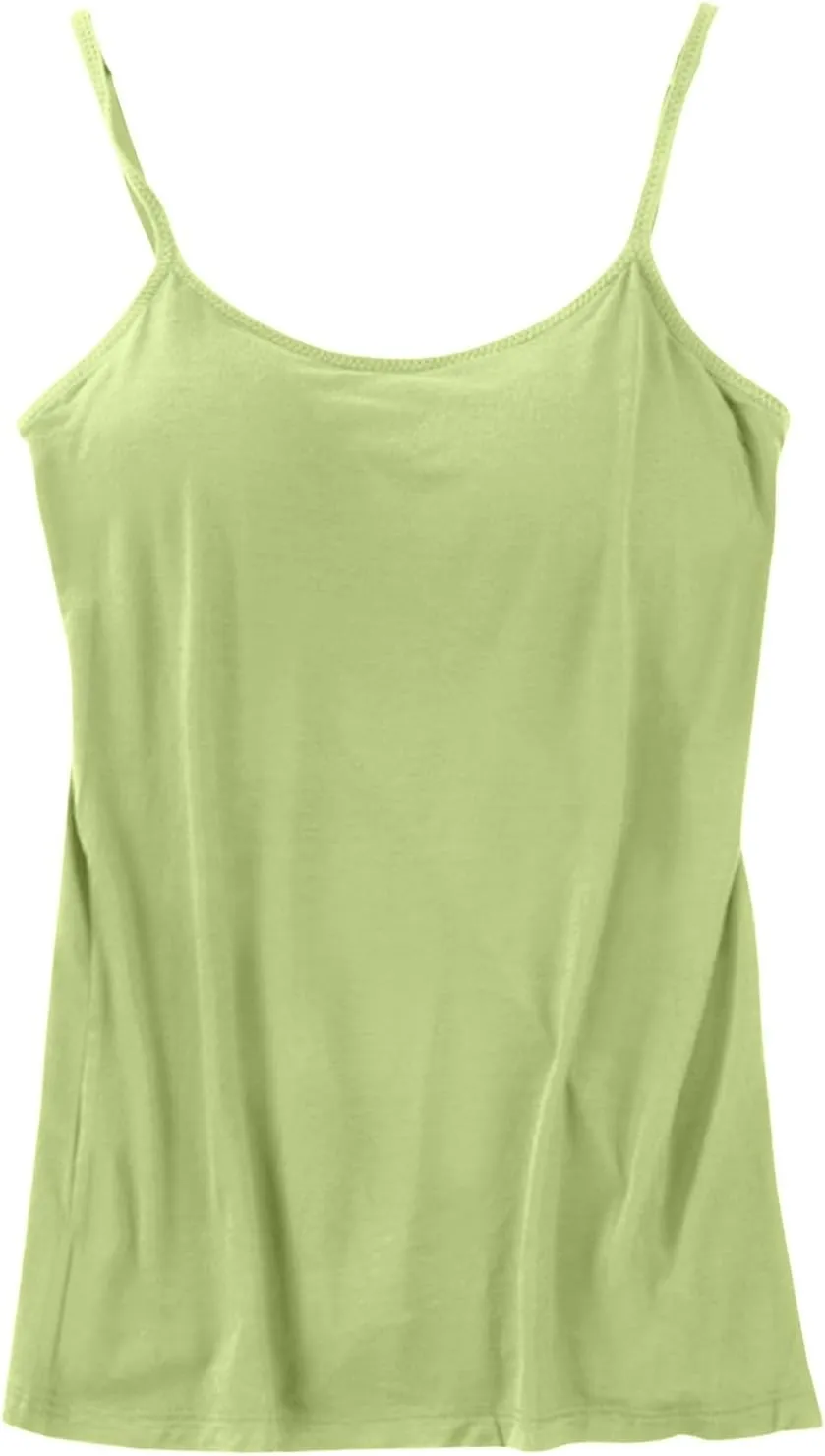 Camisole Bras for Women Padded Solid Spaghetti Straps Tank Tops Built in Bra Sleeveless Basic Breathable Shirts