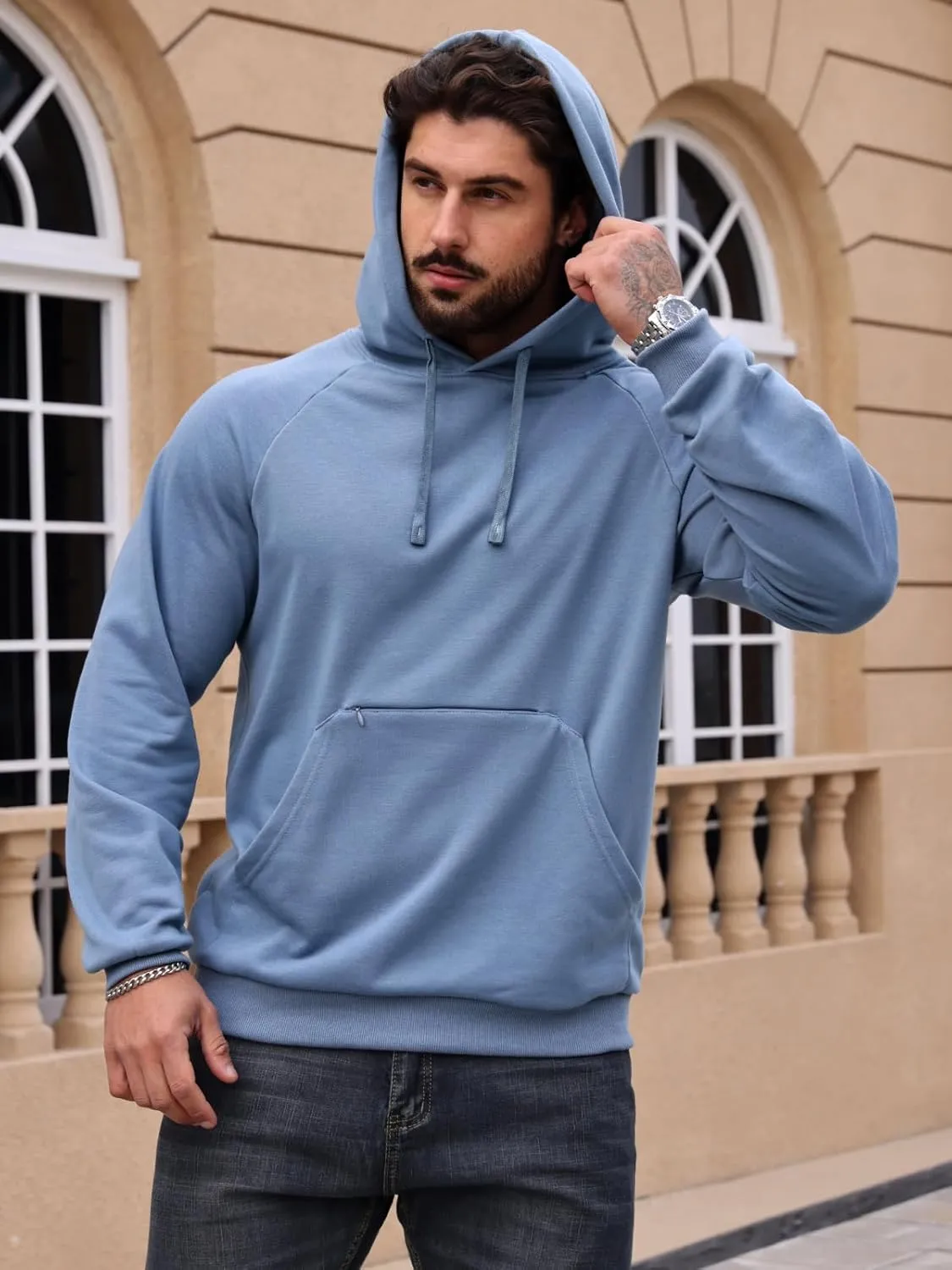 CARWORNIC Men's Hoodies Pullover Soft Hooded Sweatshirts Long Sleeve Casual Hoodies with Zipper Pocket