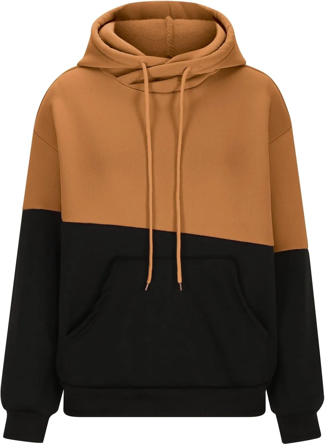 Color Block Hoodie Women Drawstring Sweatshirts with Kangaroo Pocket Y2K Preppy Trendy Casual Loose Hooded Pullovers