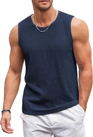 COOFANDY Men's Casual Tank Tops 2 Pack Knit Sleeveless Lightweight Tee Muscle Basic T Shirts