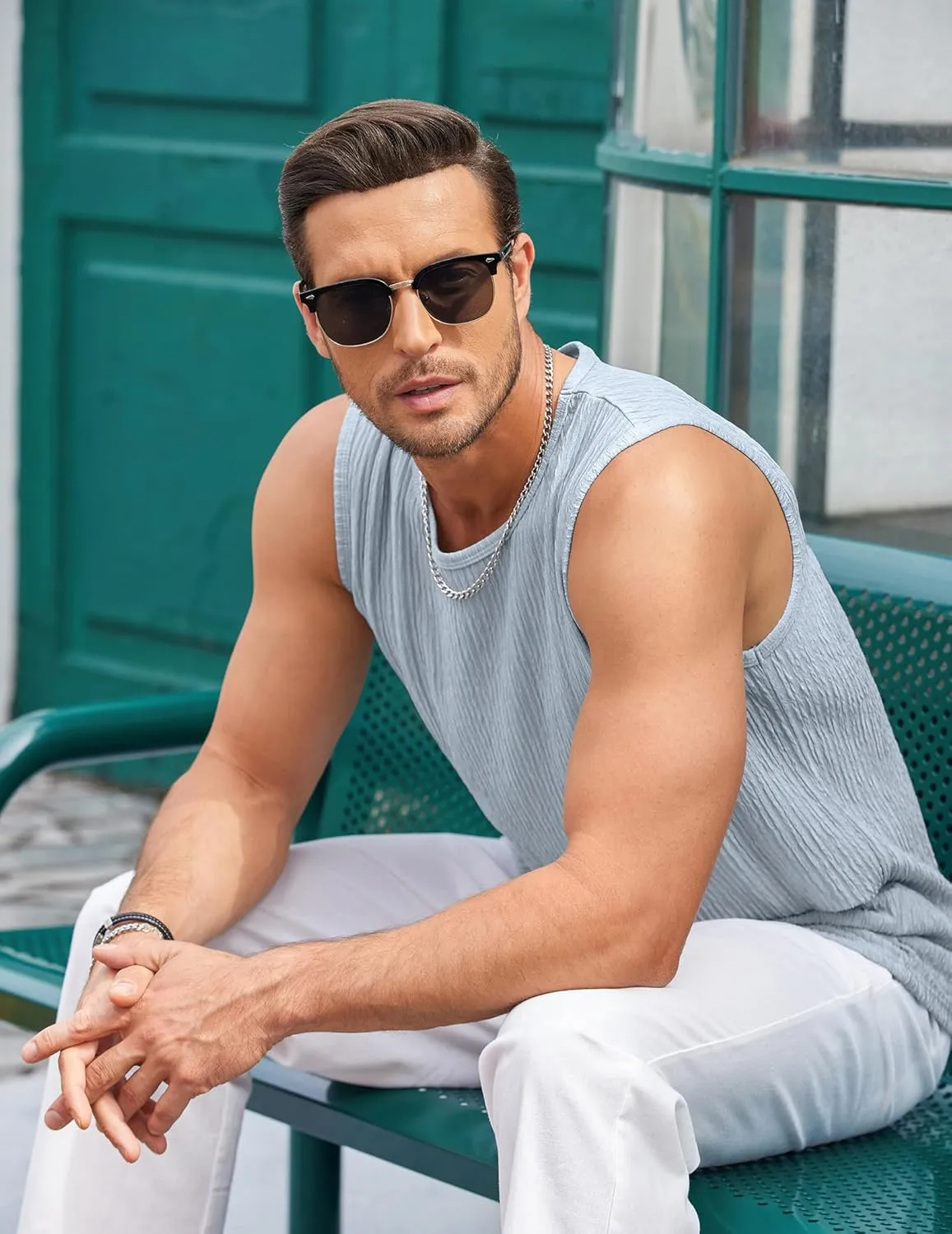COOFANDY Men's Casual Tank Tops 2 Pack Knit Sleeveless Lightweight Tee Muscle Basic T Shirts