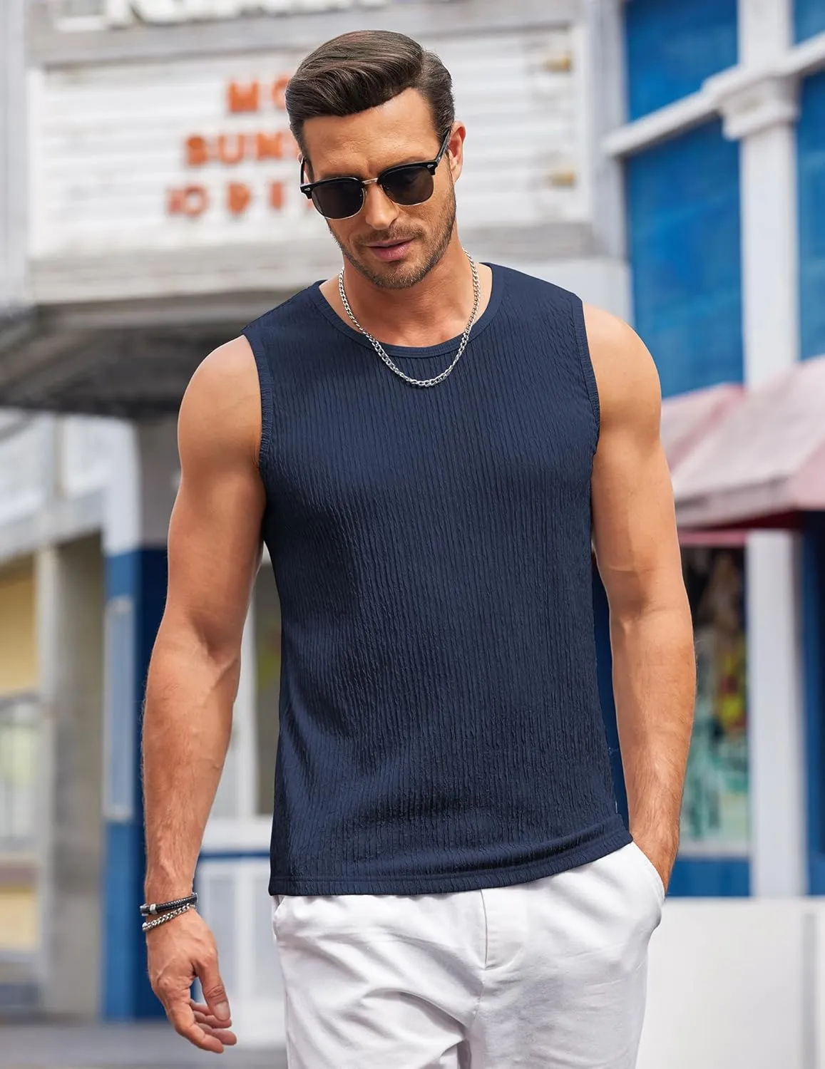 COOFANDY Men's Casual Tank Tops 2 Pack Knit Sleeveless Lightweight Tee Muscle Basic T Shirts