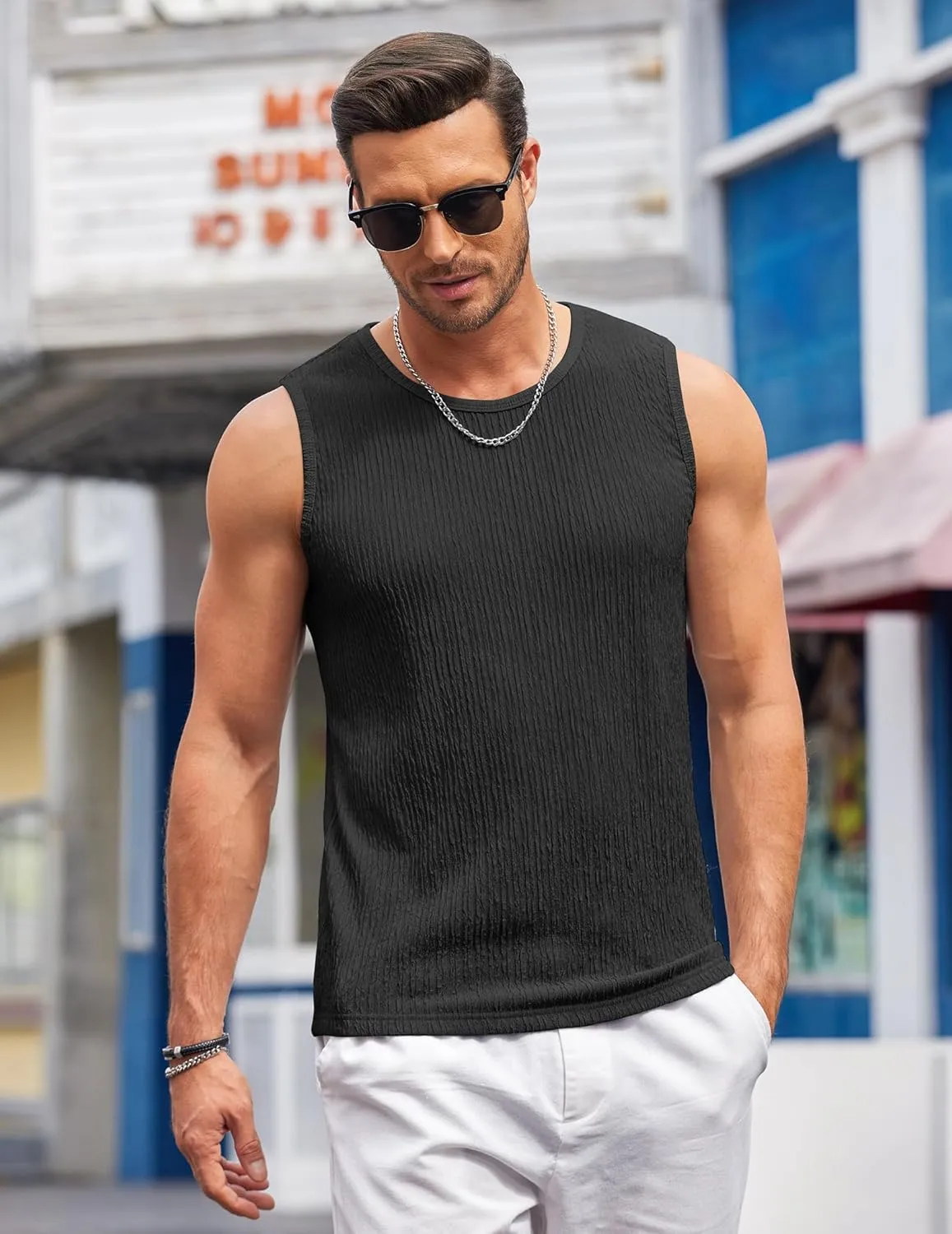 COOFANDY Men's Casual Tank Tops 2 Pack Knit Sleeveless Lightweight Tee Muscle Basic T Shirts