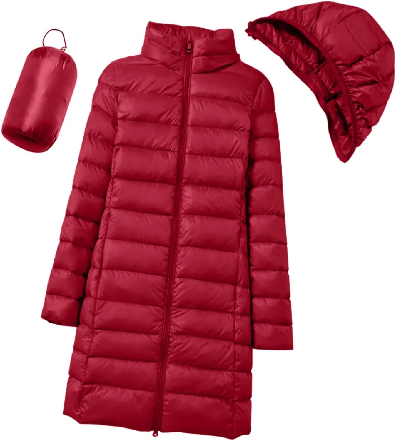 cooki Puffer Jacket Womens Packable Long Slim Fit Lightweight Hooded Down Jacket Quilted Puffer Winter Coats for Women