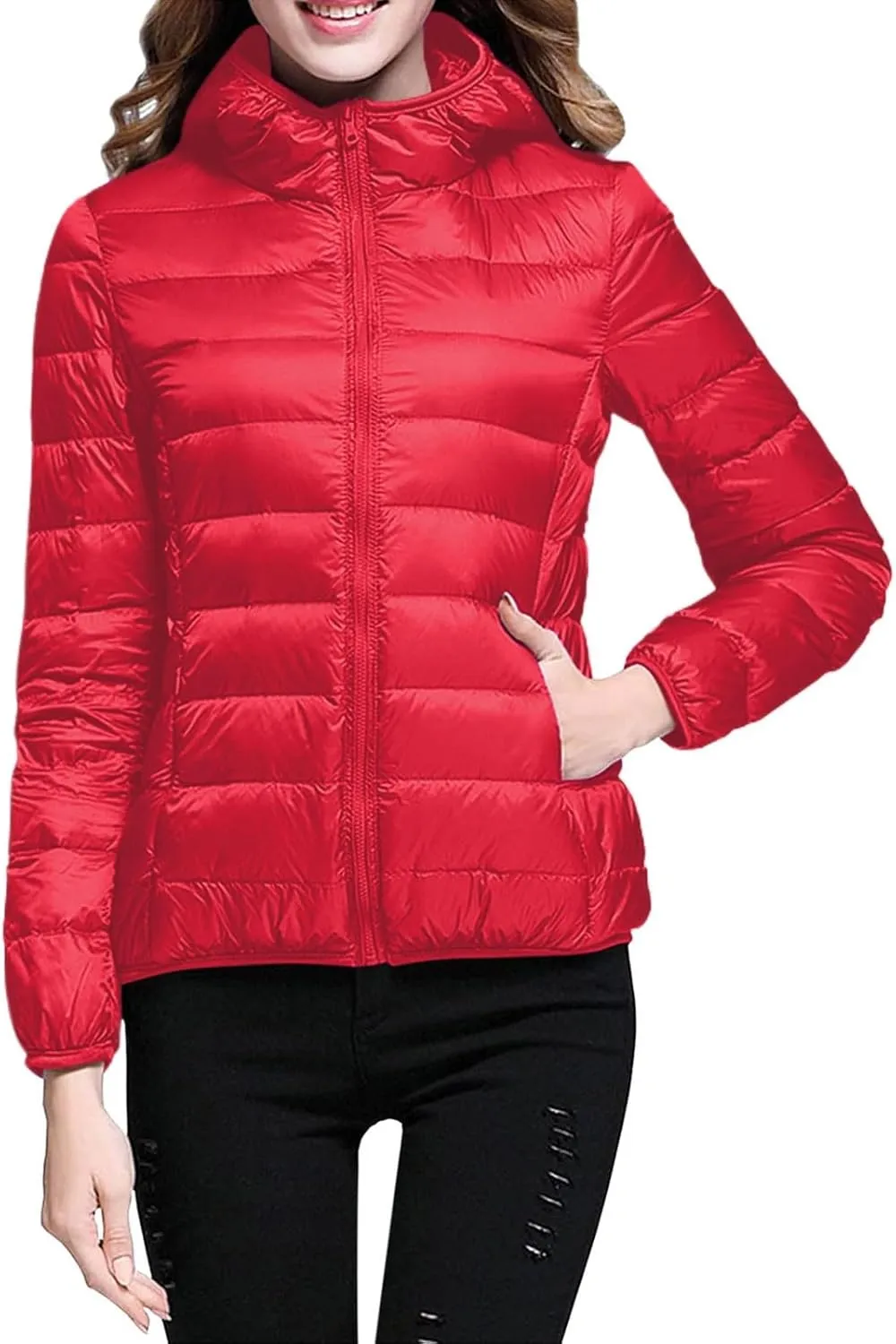 cooki Puffer Jacket Womens Winter Coats for Women Slim Fit Lightweight Packable Down Jacket Warm Quilted Puffer Outerwear