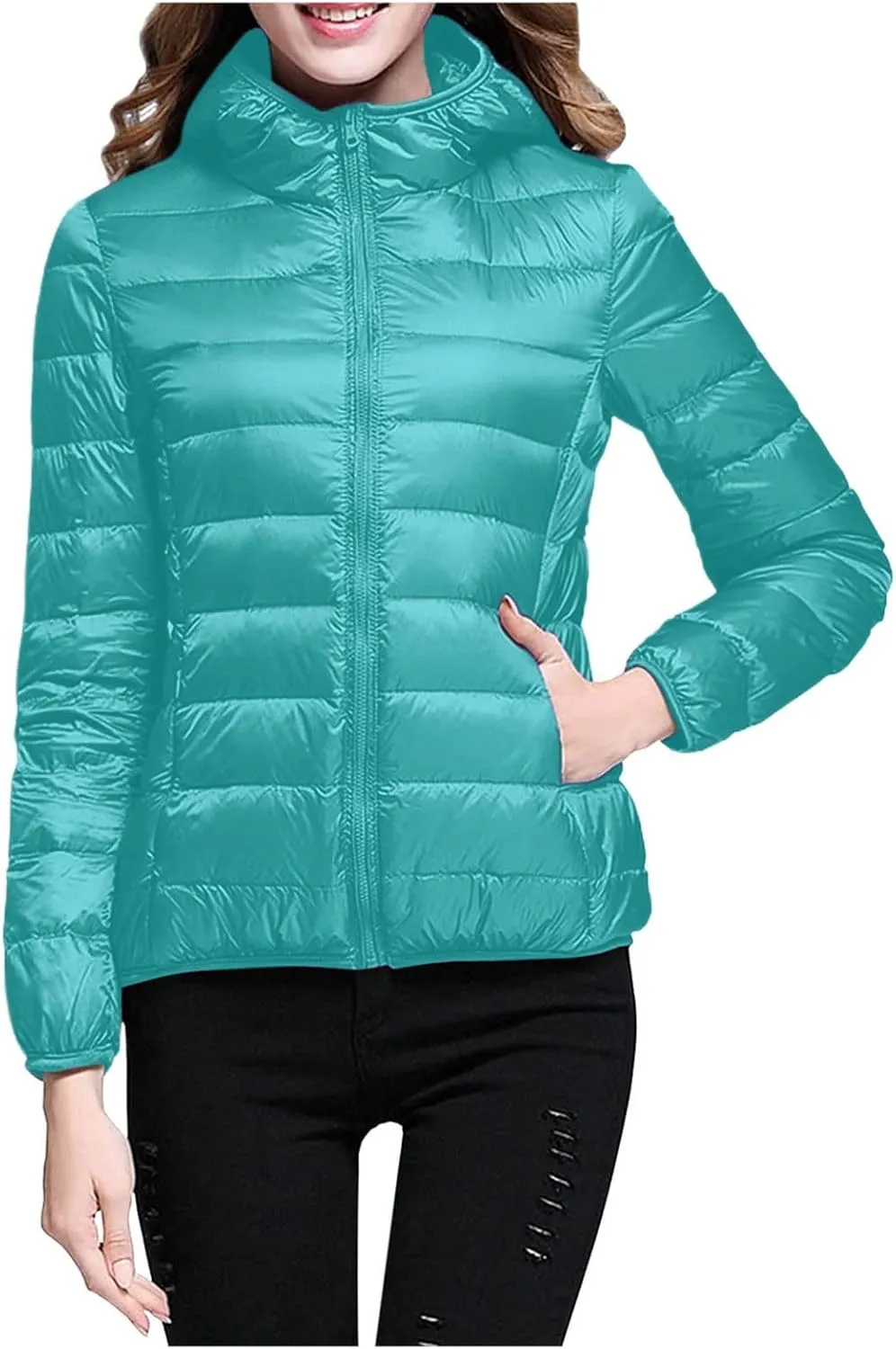 cooki Puffer Jacket Womens Winter Coats for Women Slim Fit Lightweight Packable Down Jacket Warm Quilted Puffer Outerwear