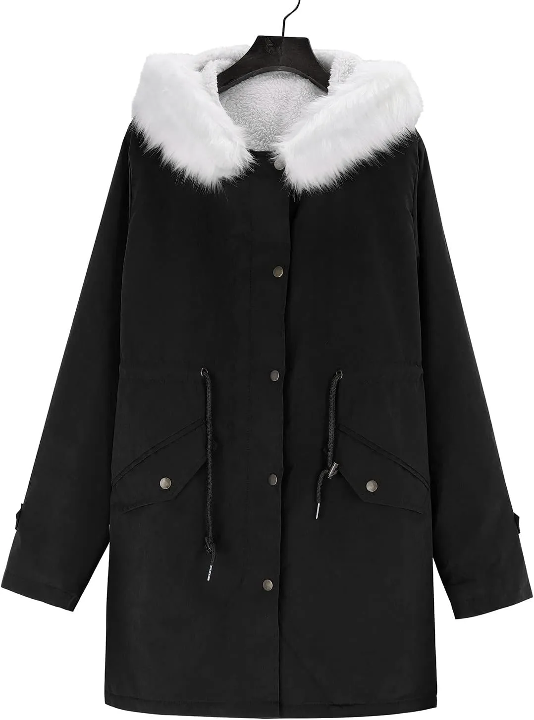 cooki Women's Warm Winter Coat Thicken Fleece Lined Parka Jacket With Hood Waterproof Sherpa Anoraks Hooded Military Jacket