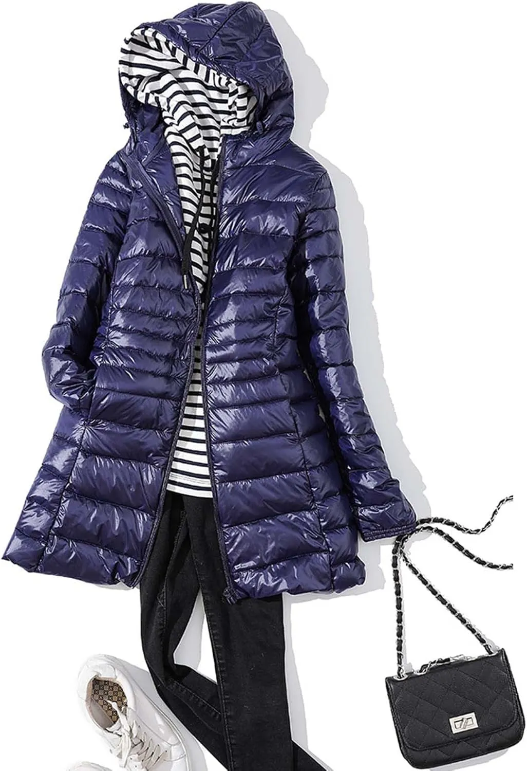 cooki Womens Winter Coats Womens Long Puffer Jacket Plus Size Down Coat Cotton Cover Coat Lightweight Down Coat With Hood