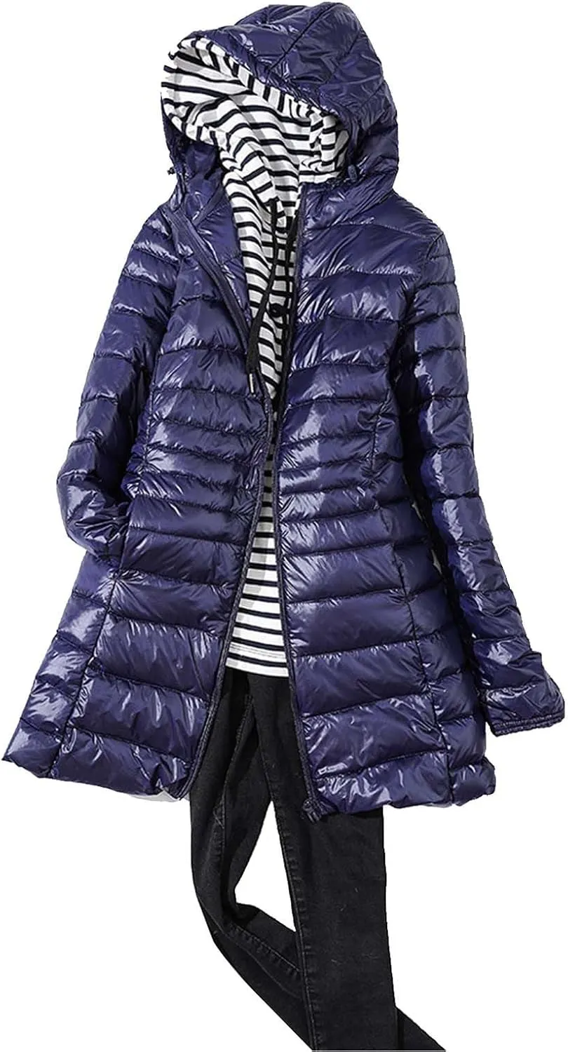 cooki Womens Winter Coats Womens Long Puffer Jacket Plus Size Down Coat Cotton Cover Coat Lightweight Down Coat With Hood