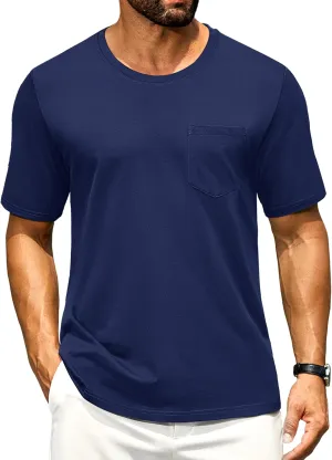 Cotrasen Mens T-Shirts Cotton Short Sleeve Pocket Tee Shirt Casual Crew Neck Moisture Wicking Soft Basic T Shirts