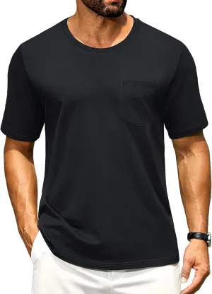 Cotrasen Mens T-Shirts Cotton Short Sleeve Pocket Tee Shirt Casual Crew Neck Moisture Wicking Soft Basic T Shirts