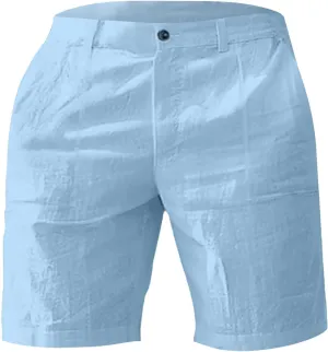 Cotton Linen Shorts for Mens Front Button Elastic Waist Casual Pants 2025 Summer Lightweight Loose Shorts with Pocket