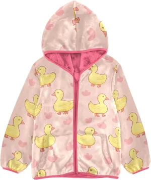 Cute Girls Zip Up Hoodie Sweatshirts Fall Winter Fleece Jacket Toddler Casual Hoodies with Pockets