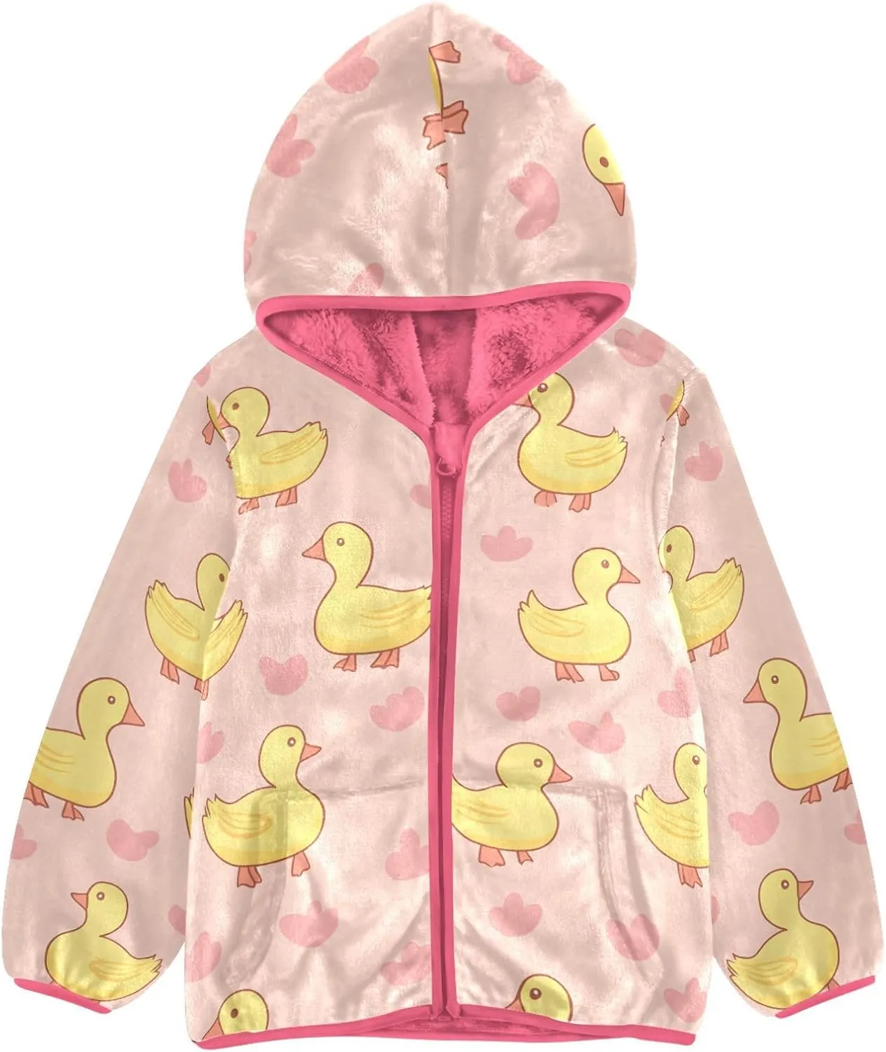 Cute Girls Zip Up Hoodie Sweatshirts Fall Winter Fleece Jacket Toddler Casual Hoodies with Pockets