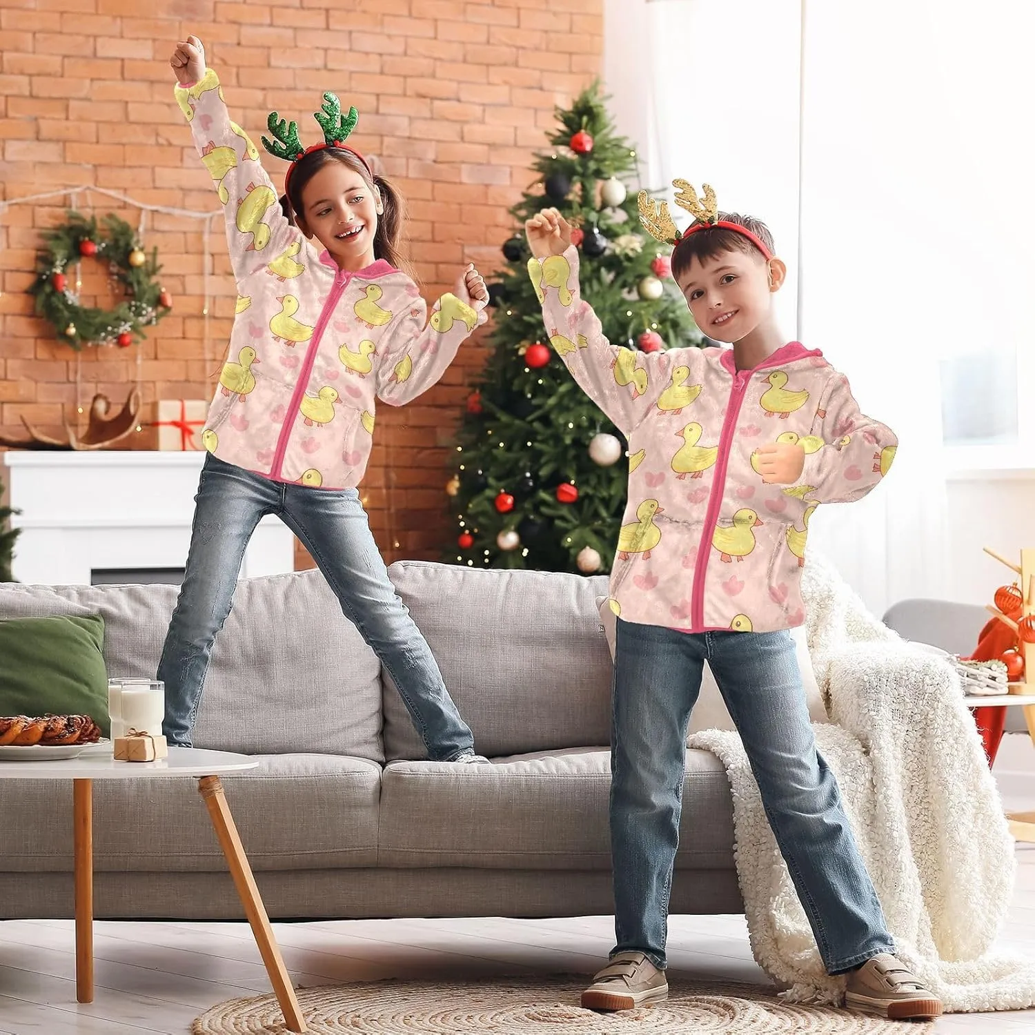 Cute Girls Zip Up Hoodie Sweatshirts Fall Winter Fleece Jacket Toddler Casual Hoodies with Pockets