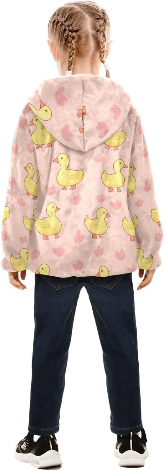 Cute Girls Zip Up Hoodie Sweatshirts Fall Winter Fleece Jacket Toddler Casual Hoodies with Pockets