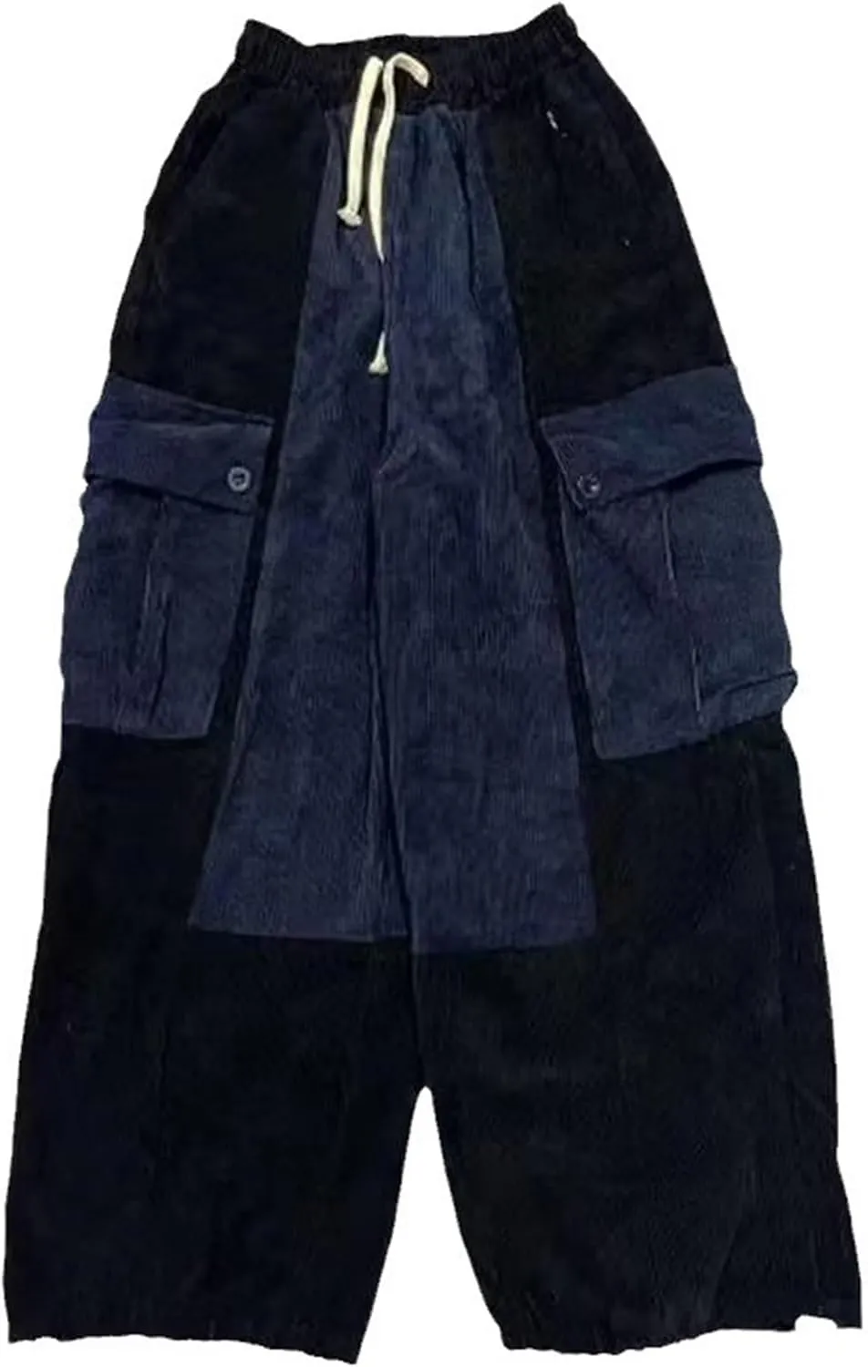 DGHM-JLMY Men's Casual Baggy Cargo Pants Colorblock Drawstring Waist Wide Leg Pant Trouser Streetwear Harem Pants
