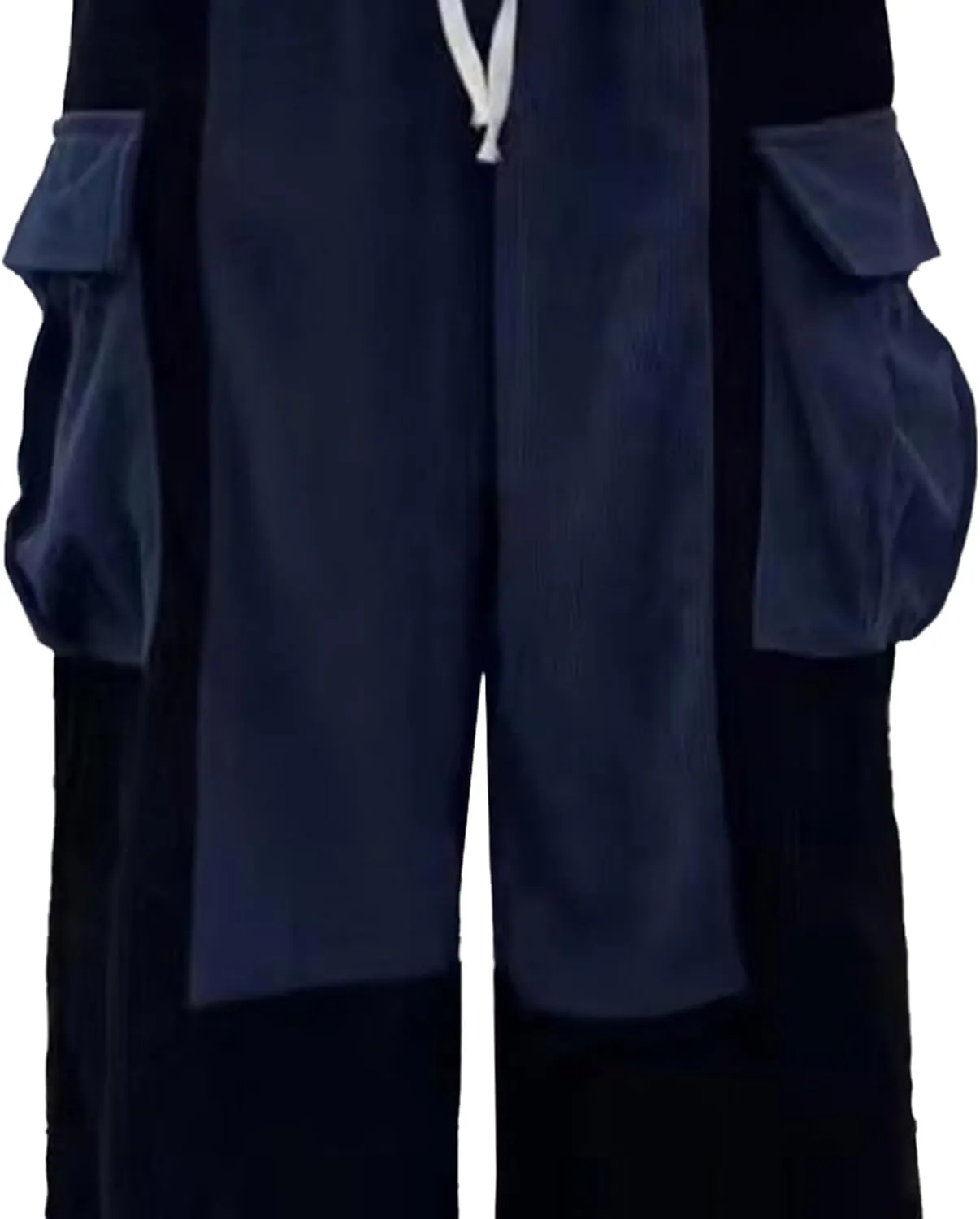 DGHM-JLMY Men's Casual Baggy Cargo Pants Colorblock Drawstring Waist Wide Leg Pant Trouser Streetwear Harem Pants