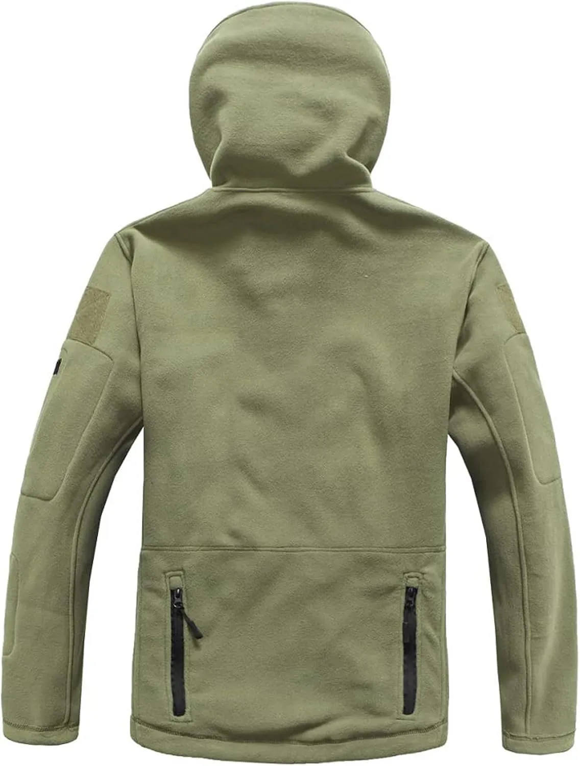 Double Face Fleece Stand Collar Hooded Jacket Mens Polar Fleece Zipper Military Jacket Coat Outdoor Sports Jacket