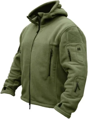 Double Face Fleece Stand Collar Hooded Jacket Mens Polar Fleece Zipper Military Jacket Coat Outdoor Sports Jacket