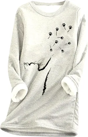 EFOFEI Womens Long Sleeve O Neck Sweatshirt Casual Warm Winter Pullover Sweatshirt Loose Fit Tops