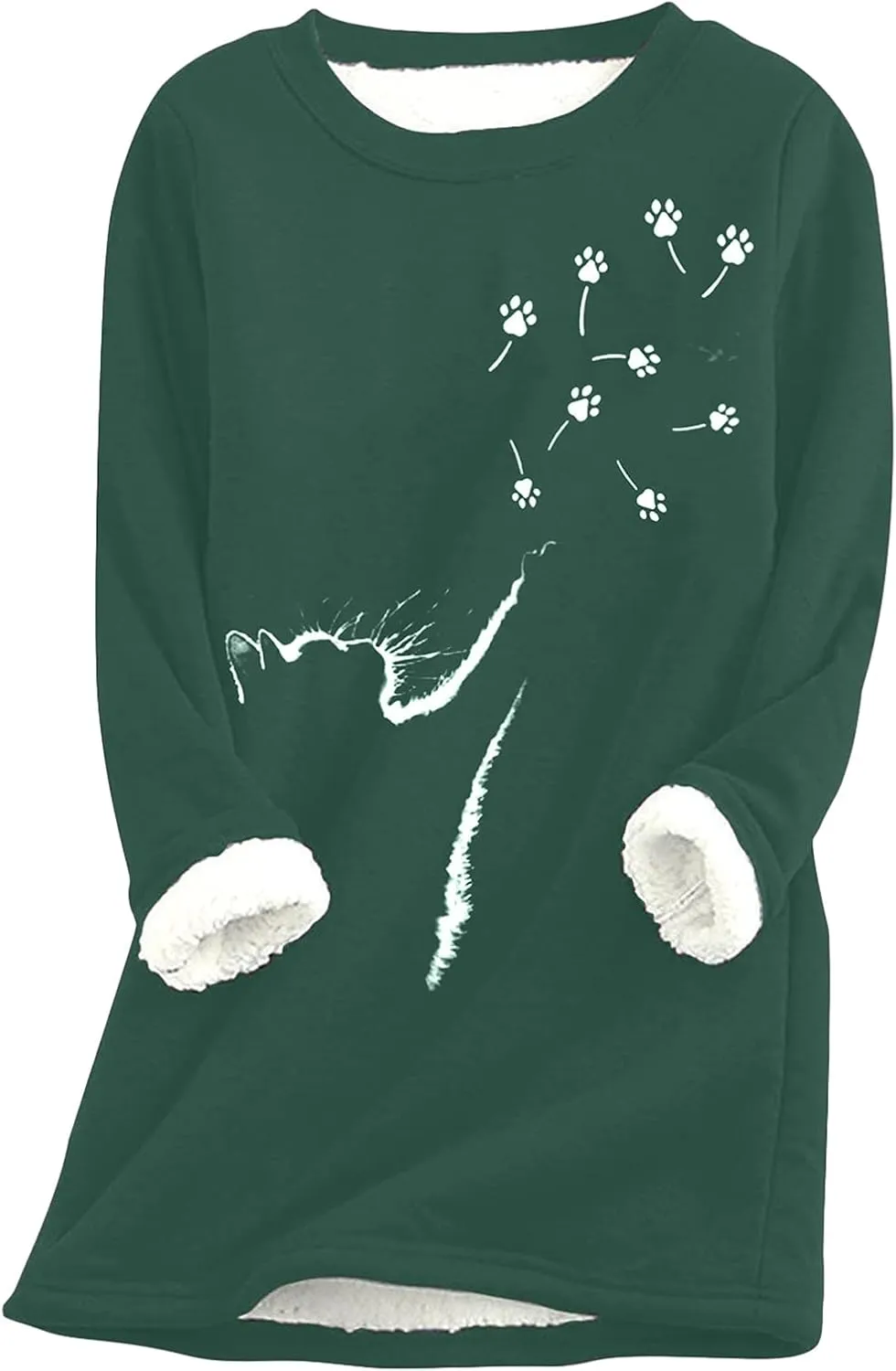 EFOFEI Womens Long Sleeve O Neck Sweatshirt Casual Warm Winter Pullover Sweatshirt Loose Fit Tops
